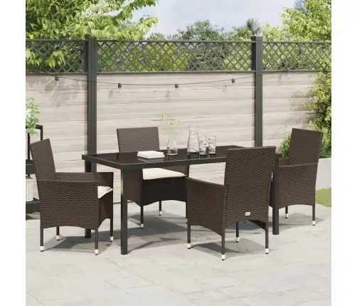 Sodo Valgomojo Komplektas Su Pagalve 5 Pcs Ruda Poliratanas