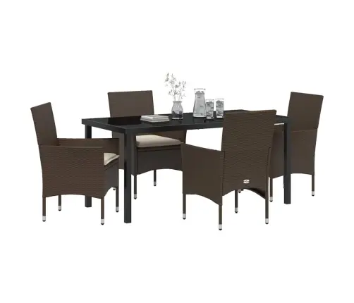 Sodo Valgomojo Komplektas Su Pagalve 5 Pcs Ruda Poliratanas