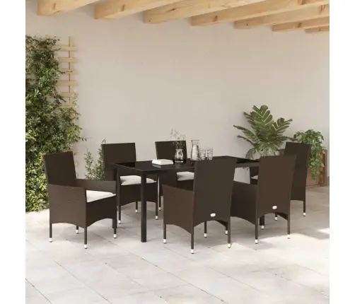 Aia Söögilaudade Komplekt Padjaga 7 Pcs Pruun Polürotang