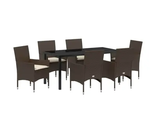 Aia Söögilaudade Komplekt Padjaga 7 Pcs Pruun Polürotang