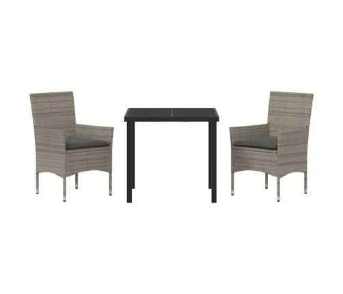 3 Daļu Dārza Galda Komplekts Ar Spilveniem Pelēkā Polirattanā Vidaxl