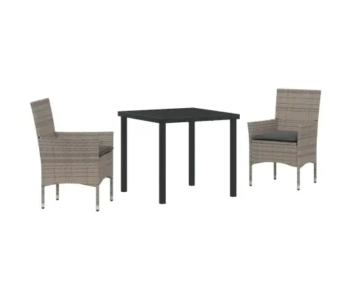 3 Daļu Dārza Galda Komplekts Ar Spilveniem Pelēkā Polirattanā Vidaxl
