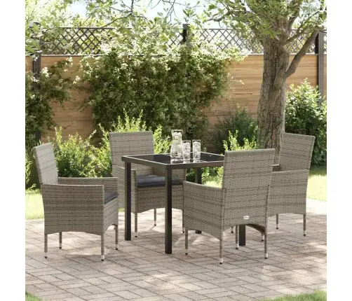 Sodo Valgomojo Komplektas Su Pagalve 5 Pcs Pilka Poliratanas