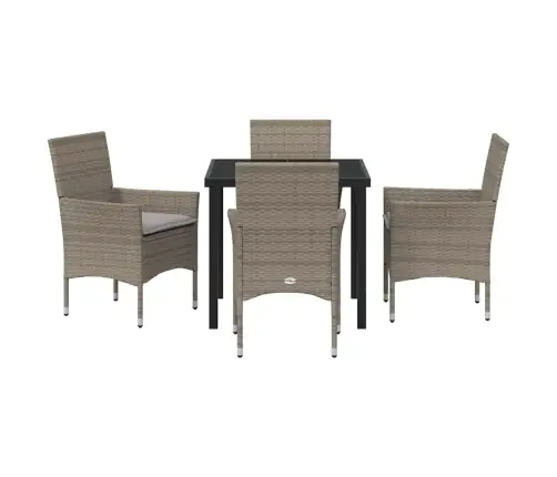 Sodo Valgomojo Komplektas Su Pagalve 5 Pcs Pilka Poliratanas