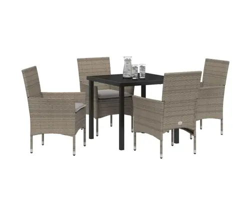 Sodo Valgomojo Komplektas Su Pagalve 5 Pcs Pilka Poliratanas