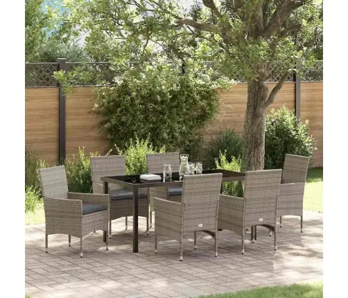 Sodo Valgomojo Komplektas Su Pagalve 7 Pcs Pilka Poliratanas