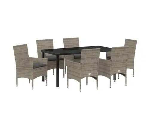 Sodo Valgomojo Komplektas Su Pagalve 7 Pcs Pilka Poliratanas