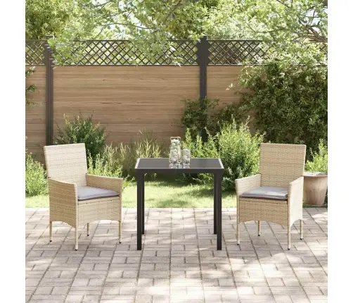 3 Daļu Dārza Galds Ar Spilveniem Bēšā Poliratanā Vidaxl