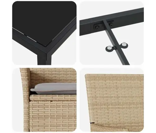 Aia Söögilaudade Komplekt Padjaga 5 Pcs Beež Polürotang