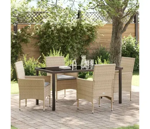 Sodo Valgomojo Komplektas Su Pagalve 5 Pcs Smėlio Poli Ratanas