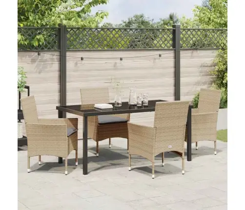 Sodo Valgomojo Komplektas Su Pagalve 5 Pcs Smėlio Poli Ratanas