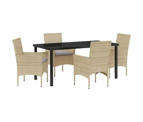 Sodo Valgomojo Komplektas Su Pagalve 5 Pcs Smėlio Poli Ratanas