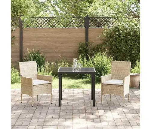 3 Daļu Dārza Galds Ar Spilveniem Bēšā Poliratanā Vidaxl