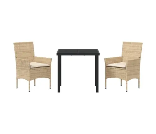 3 Daļu Dārza Galds Ar Spilveniem Bēšā Poliratanā Vidaxl