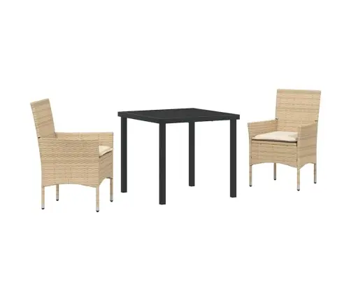 3 Daļu Dārza Galds Ar Spilveniem Bēšā Poliratanā Vidaxl