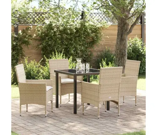 5 Daļu Dārza Galds Ar Spilveniem, Bēšs Poliratanā Vidaxl