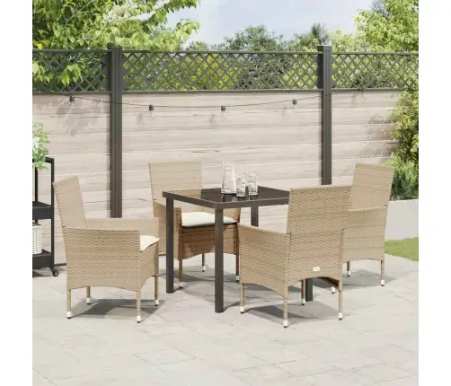 5 Daļu Dārza Galds Ar Spilveniem, Bēšs Poliratanā Vidaxl