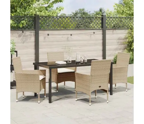 Aia Söögilaudade Komplekt Padjaga 5 Pcs Beež Polürooster