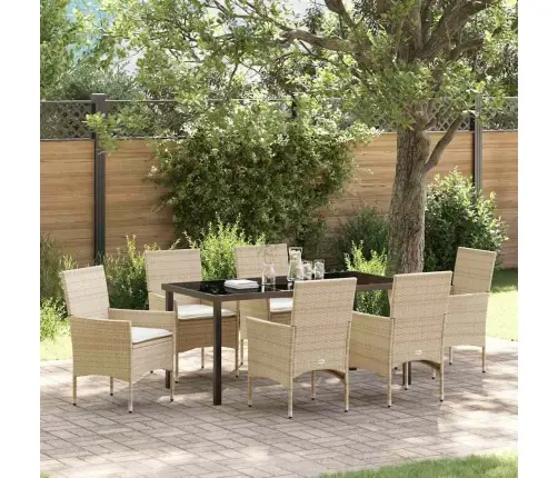 Aia Söögilaudade Komplekt Padjaga 7 Pcs Beež Polürotang