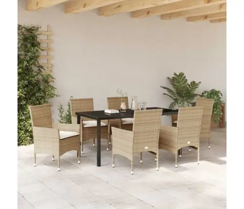 Aia Söögilaudade Komplekt Padjaga 7 Pcs Beež Polürotang