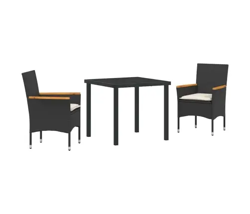 Sodo Valgomojo Komplektas Su Pagalve 3 Pcs Juoda Poliratanas