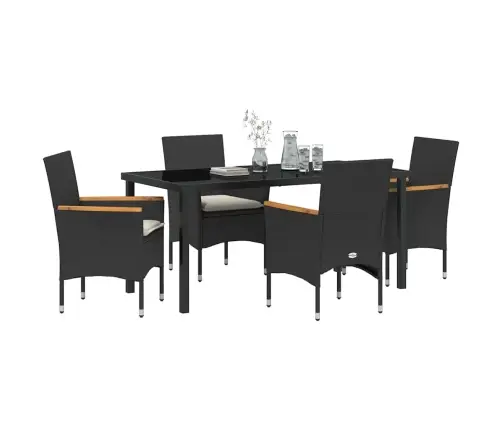 Sodo Valgomojo Komplektas Su Pagalve 5 Pcs Juoda Poliratanas