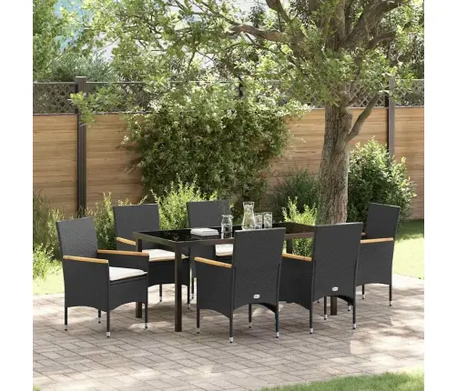 Sodo Valgomojo Komplektas Su Pagalve 7 Pcs Juoda Poliratanas