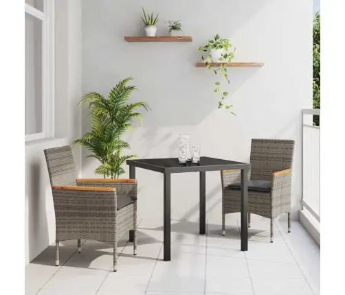 Sodo Valgomojo Komplektas Su Pagalve 3 Pcs Pilka Poliratanas