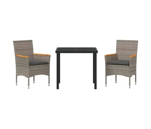 Sodo Valgomojo Komplektas Su Pagalve 3 Pcs Pilka Poliratanas