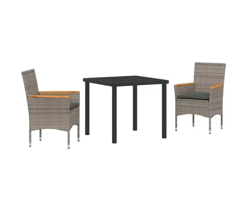 Sodo Valgomojo Komplektas Su Pagalve 3 Pcs Pilka Poliratanas