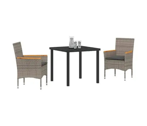 Sodo Valgomojo Komplektas Su Pagalve 3 Pcs Pilka Poliratanas