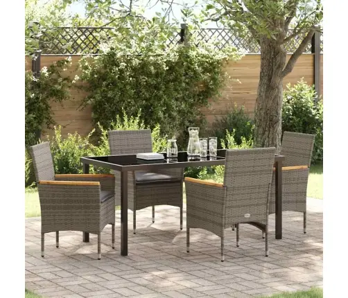 5 Daļu Dārza Galds Ar Spilveniem, Pelēks Polirattans Vidaxl