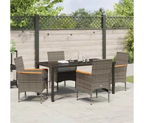 5 Daļu Dārza Galds Ar Spilveniem, Pelēks Polirattans Vidaxl