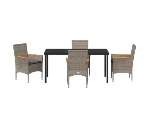 5 Daļu Dārza Galds Ar Spilveniem, Pelēks Polirattans Vidaxl