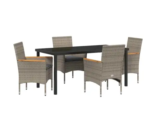 5 Daļu Dārza Galds Ar Spilveniem, Pelēks Polirattans Vidaxl