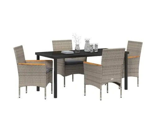 5 Daļu Dārza Galds Ar Spilveniem, Pelēks Polirattans Vidaxl