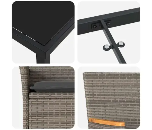 Aia Söögilaudade Komplekt Padjaga 7 Pcs Hall Polürotang