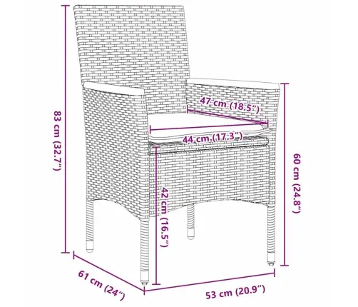 Aia Söögilaudade Komplekt Padjaga 7 Pcs Hall Polürotang