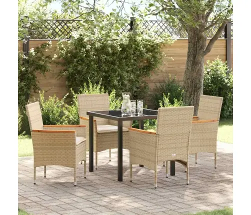 Sodo Valgomojo Komplektas Su Pagalve 5 Pcs Smėlio Poliratanas