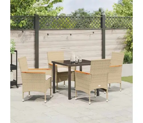 Sodo Valgomojo Komplektas Su Pagalve 5 Pcs Smėlio Poliratanas