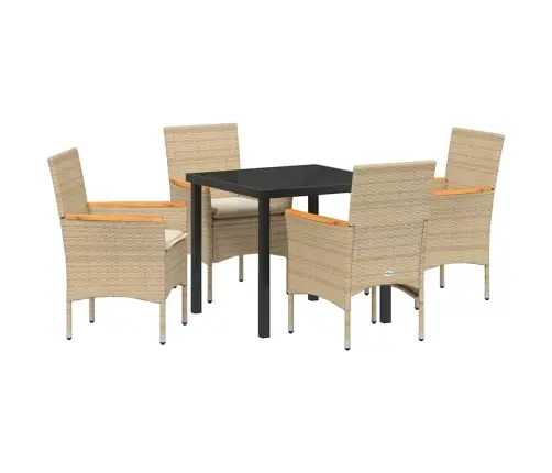 Sodo Valgomojo Komplektas Su Pagalve 5 Pcs Smėlio Poliratanas