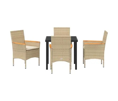 Sodo Valgomojo Komplektas Su Pagalve 5 Pcs Smėlio Poliratanas