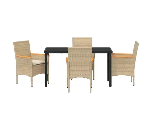 5 Gab. Dārza Ēdamgaldu Komplekts Ar Spilveniem, Bēšs Polyratans Vidaxl