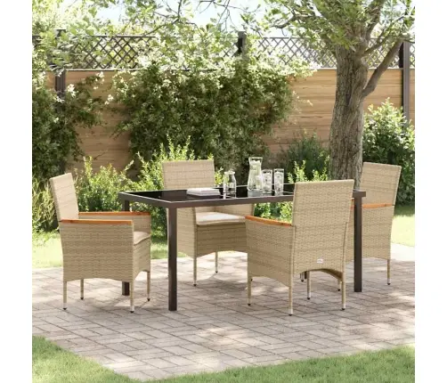 5 Daļu Dārza Galds Ar Spilveniem Bēšā Poliratanā Vidaxl