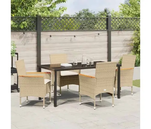 5 Daļu Dārza Galds Ar Spilveniem Bēšā Poliratanā Vidaxl