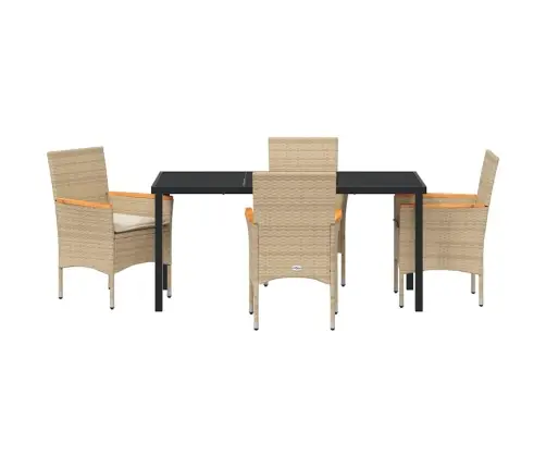 5 Daļu Dārza Galds Ar Spilveniem Bēšā Poliratanā Vidaxl