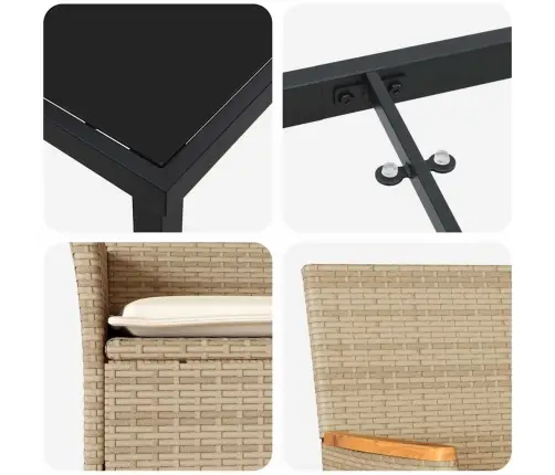 Sodo Valgomojo Komplektas Su Pagalve 7 Pcs Smėlio Poli Ratanas