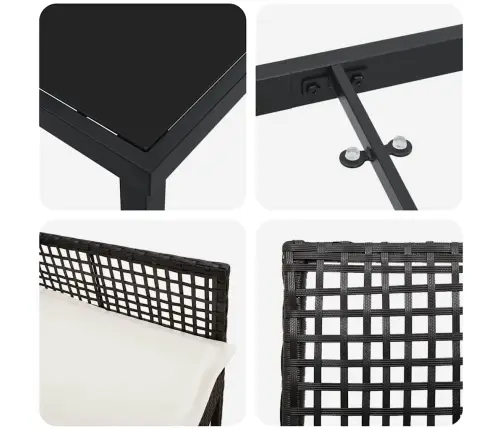 Sodo Valgomojo Komplektas Su Pagalve 5 Pcs Juoda Poliratanas