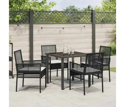 Sodo Valgomojo Komplektas Su Pagalve 5 Pcs Juoda Poliratanas