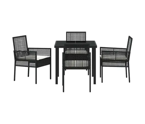 Sodo Valgomojo Komplektas Su Pagalve 5 Pcs Juoda Poliratanas